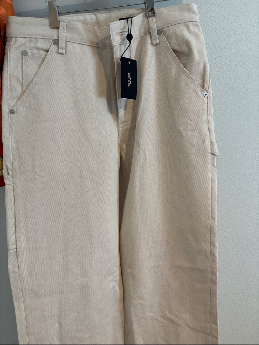 NWT,  Rag & Bone Stella McCartney Ecru High-Rise Wide-Leg Pants, size 26